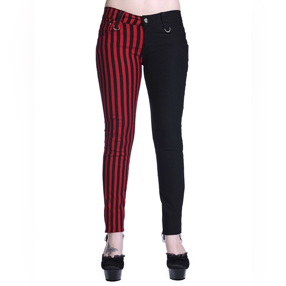 Banned Alternative Red And Black Striped Split Pants